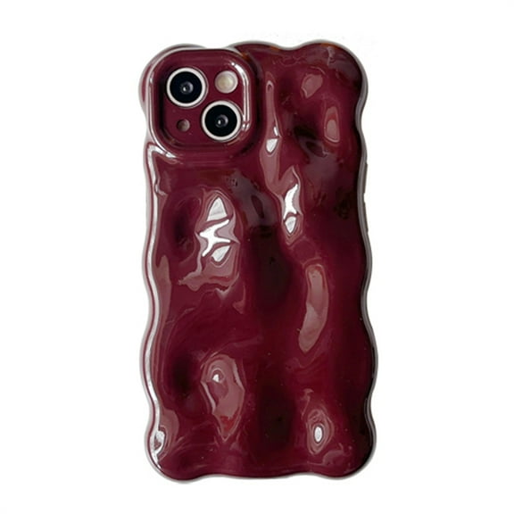 Allytechgroup Compatible with iPhone 15 Pro Wavy Phone Case, Cute Coquette 3D Wave Bubble Pattern and Stylish Wavy Border Protection Shockproof Phone Case for Women Girls, Winered