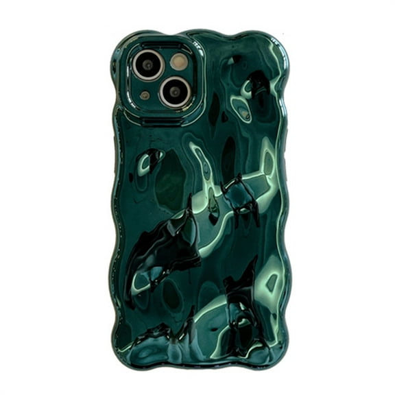 Allytechgroup Compatible with iPhone 15 Pro Wavy Phone Case, Cute Coquette 3D Wave Bubble Pattern and Stylish Wavy Border Protection Shockproof Phone Case for Women Girls, Green