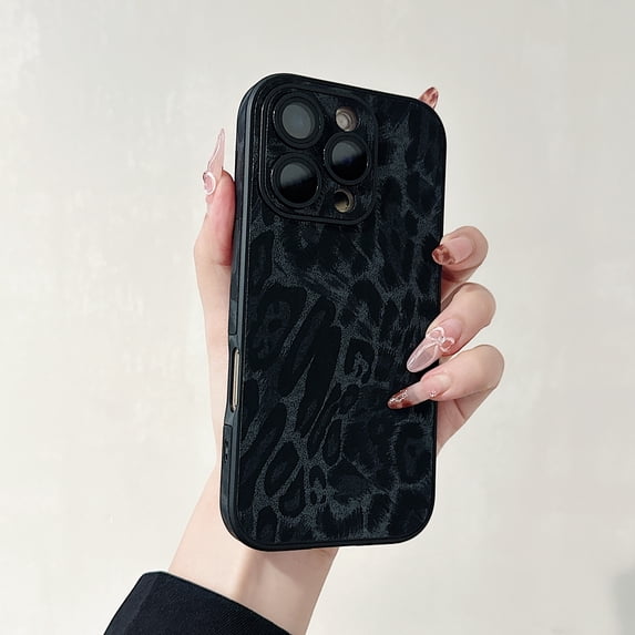 Allytechgroup Compatible with iPhone 16 Case for Women Girls, Slim Fit Leopard Print Pattern Shockproof Anti-Scratch Protection Bumper Phone Case for iPhone 16 Case, Black