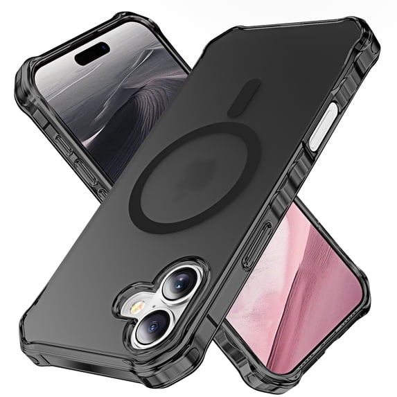 Allytechgroup Compatible with iPhone 16 Plus Case for Women Girls, Compatible with Magsafe Slim Phone Case Shockproof Magnetic Back Cover for iPhone 16 Plus, Black