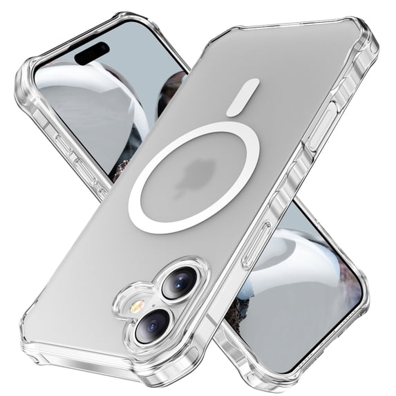 Allytechgroup Compatible with iPhone 16 Plus Case for Women Girls, Compatible with Magsafe Slim Phone Case Shockproof Magnetic Back Cover for iPhone 16 Plus, Clear