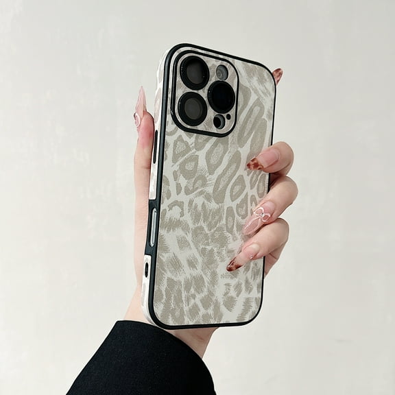 Allytechgroup Compatible with iPhone 16 Plus Case for Women Girls, Slim Fit Leopard Print Pattern Shockproof Anti-Scratch Protection Bumper Phone Case for iPhone 16 Plus Case, White
