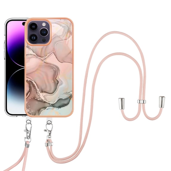 Allytechgroup Compatible with iPhone 16 Pro Max Case with Lanyard, Slim Lightweight Shockproof Bumper Phone Case for iPhone 16 Pro Max for Wome Girls, Rosegold