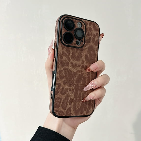 Allytechgroup Compatible with iPhone 16 Pro Max Case for Women Girls, Slim Fit Leopard Print Pattern Shockproof Anti-Scratch Protection Bumper Phone Case for iPhone 16 Pro Max Case, Brown