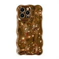 thumbnail image 1 of Allytechgroup Compatible with iPhone 16 Pro Max Wavy Phone Case, Cute Coquette 3D Wave Bubble Pattern and Stylish Wavy Border Protection Shockproof Phone Case for Women Girls, Gold, 1 of 11