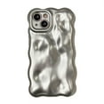 thumbnail image 1 of Allytechgroup Compatible with iPhone 16 Wavy Phone Case, Cute Coquette 3D Wave Bubble Pattern and Stylish Wavy Border Protection Shockproof Phone Case for Women Girls, Silver, 1 of 9