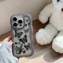 Allytechgroup Compatible with iPhone 17 Pro Case, Clear Shockproof Soft Cover Butterfly Printed Design Soft TPU Protective Case with Air Cushion Corners for iPhone 17 Pro Women Girls, Black