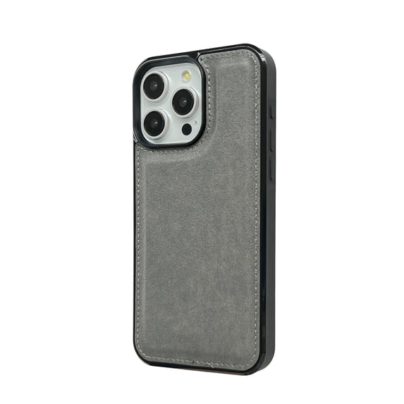 Allytechgroup Compatible with iPhone 15 Case, PU Leather Slim Fit for Women Men Shockproof Protective Back Cover Phone Case for iPhone 15, Grey