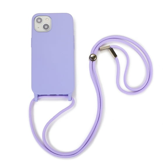 Allytechgroup Crossbody Lanyard Strap Case For Apple iPhone 15 Plus, Ultra Slim Colorful Case for Women Girls, Non-Slip Shockproof Silicone Soft Cover Case for iPhone 15 Plus - Purple