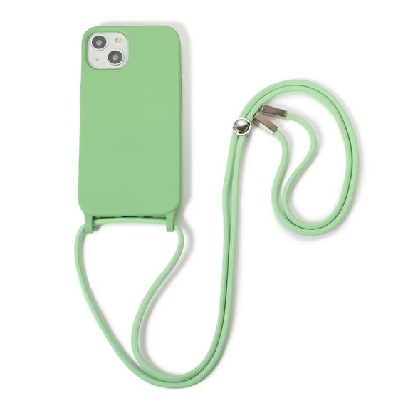 Allytechgroup Crossbody Lanyard Strap Case For Apple iPhone 15, Ultra Slim Colorful Case for Women Girls, Non-Slip Shockproof Silicone Soft Cover Case for iPhone 15 - Lightgreen