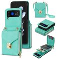 thumbnail image 1 of Allytech Case for Samsung Galaxy Z Flip4, [Large Capacity] Wallet Case with Card Slots & Zipper Pocket, Premium PU Leather Metal Snap Kickstand Shockproof Case with Shoulder Strap, Mint, 1 of 7