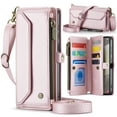 thumbnail image 1 of Allytechgroup Crossbody Wallet Case for Samsung Galaxy S24 FE, Shoulder Strap Hand Wrist Cards Slots RFID Blocking Large Capacity Zipper Pocket  Shockproof Phone Case for Girls Women, Pink, 1 of 8