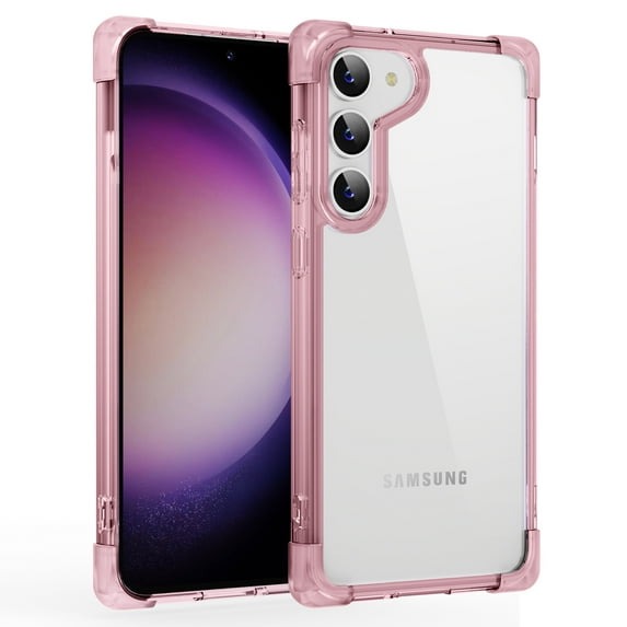 Allytechgroup Crystal Clear Case for Samsung Galaxy S22 Plus, Support Wireless Charging Military Grade Drop Protection Non-Yellowing Anti-Fingerprint Protective Cover Case, Pink