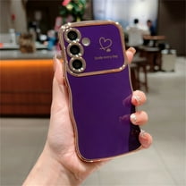 Allytechgroup Curly Wave Frame Case for Samsung Galaxy S22, Slim Hard PC Plating Frame Phone Case Shockproof Back Cover Bumper for Samsung Galaxy S22 Women Girls, Darkpurple