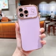 thumbnail image 1 of Allytechgroup Curly Wave Frame Case for iPhone 13 Pro, Slim Hard PC Plating Frame Phone Case Shockproof Back Cover Bumper for iPhone 13 Pro Women Girls, Purple, 1 of 9