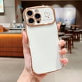 thumbnail image 1 of Allytechgroup Curly Wave Frame Case for iPhone 16 Pro, Slim Hard PC Plating Frame Phone Case Shockproof Back Cover Bumper for iPhone 16 Pro Women Girls, White, 1 of 9