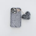 thumbnail image 1 of Allytechgroup Cute Case for iPhone 16, Plush Furry Fuzzy Fur Case for Women Girls, Soft TPU Bumper Protective Case with Fur Heart Pendant for iPhone 16, Gray, 1 of 4