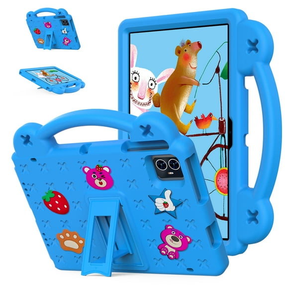 Allytechgroup Cute Kids for Walmart ONN 10.1 Tablet Cover Gen 4 2024 Tablet(Model:100135925), DIY Figures Design Kickstand EVA Lightweight Handle Case Shockproof Cover, Skyblue
