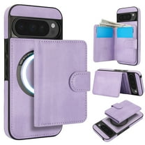 Allytechgroup Detachable Cards Holder Case for Google Pixel 10 /10 Pro, RFID Blocking 2 In 1 Wallet PU Leather Case with Stand Compatible with Magsafe Shockproof for Google Pixel 10 /10 Pro, Purple