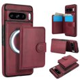 thumbnail image 1 of Allytechgroup Detachable Cards Holder Case for Google Pixel 8 Pro, RFID Blocking 2 In 1 Wallet PU Leather Case with Stand Compatible with Magsafe Shockproof Cover for Google Pixel 8 Pro, Winered, 1 of 5