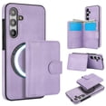 thumbnail image 1 of Allytechgroup Detachable Cards Holder Case for Samsung Galaxy S21 FE, RFID Blocking 2 In 1 Wallet PU Leather Case with Stand Compatible with Magsafe Shockproof Cover for Galaxy S21 FE, Purple, 1 of 5