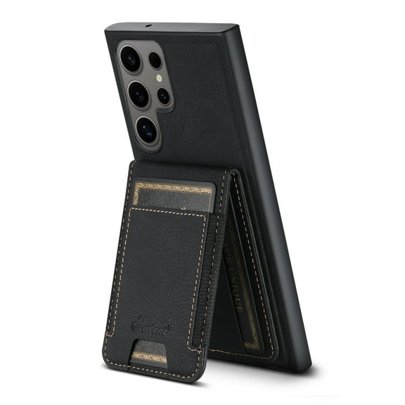 Allytechgroup Detachable Cards Holder Case for Samsung Galaxy S22 Ultra, RFID Blocking PU Leather Wallet Case with Kickstand Shockproof Magnetic Back Cover Shell for Women Men, Black