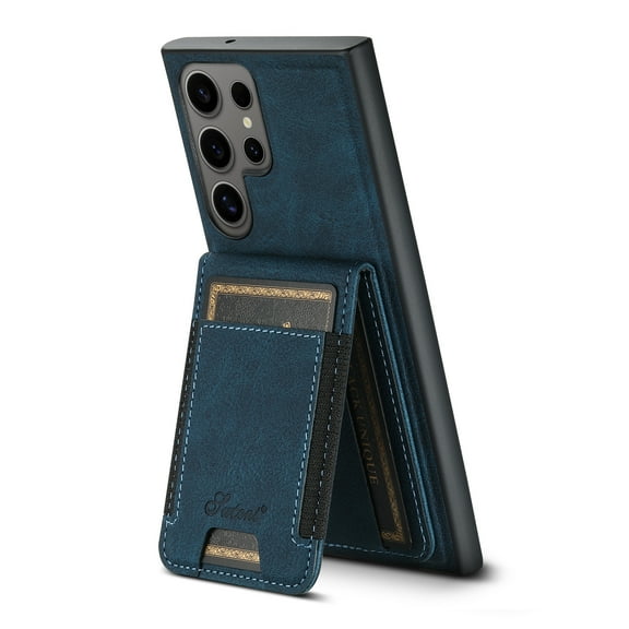 Allytechgroup Detachable Cards Holder Case for Samsung Galaxy S25 Ultra, RFID Blocking PU Leather Wallet Case with Kickstand Shockproof Magnetic Back Cover Shell for Women Men, Blue