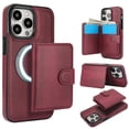 thumbnail image 1 of Allytechgroup Detachable Cards Holder Case for iPhone 12 Pro Max, RFID Blocking 2 In 1 Wallet PU Leather Case with Stand Compatible with Magsafe Shockproof Cover for iPhone 12 Pro Max, Winered, 1 of 7