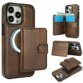 thumbnail image 1 of Allytechgroup Detachable Cards Holder Case for iPhone 15 Pro Max, RFID Blocking 2 In 1 Wallet PU Leather Case with Stand Compatible with Magsafe Shockproof Cover for iPhone 15 Pro Max, Brown, 1 of 7