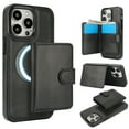 thumbnail image 1 of Allytechgroup Detachable Cards Holder Case for iPhone 15 Pro Max, RFID Blocking 2 In 1 Wallet PU Leather Case with Stand Compatible with Magsafe Shockproof Cover for iPhone 15 Pro Max, Black, 1 of 7