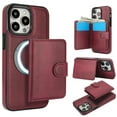 thumbnail image 1 of Allytechgroup Detachable Cards Holder Case for iPhone XS Max, RFID Blocking 2 In 1 Wallet PU Leather Case with Stand Compatible with Magsafe Shockproof Cover for iPhone XS Max, Winered, 1 of 7