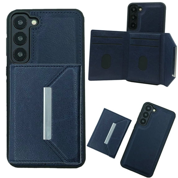 Allytechgroup Detachable Magnetic Wallet Case for Samsung Galaxy A06, 2 in 1 Slim Thin Wallet Case with Credit Card Slots, Shockproof Premium PU Leather Kickstand Cover Case, Darkblue