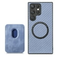 thumbnail image 1 of Allytechgroup Detachable Wallet Case for Samsung Galaxy S25 Ultra, Fiber Texture Design Magnetic Card Holder Case for Women&Men, Slim Fit Shockproof Full Body Protective Back Cover, Blue, 1 of 6