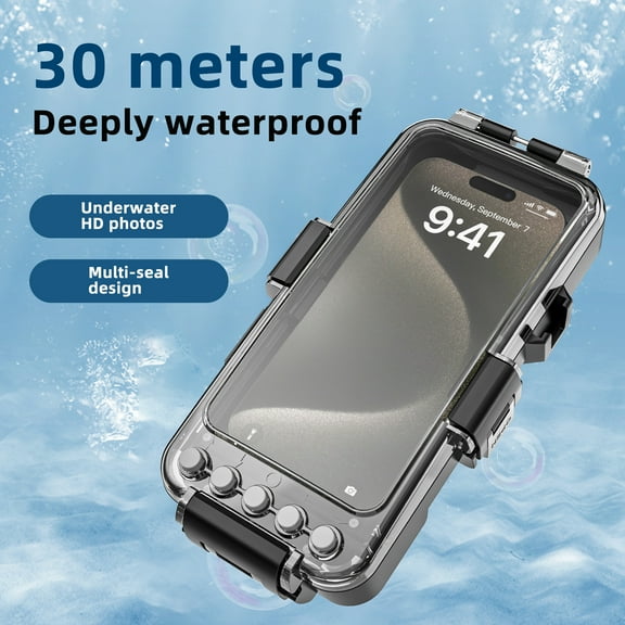 Allytechgroup Diving Phone Case for iPhone, Waterproof Snorkeling Housing 98FT/30M [Fully Operable Underwater], HD Photo/Video Shell with Lanyard, Compatible with iPhone 14 Pro Max/13/12/11/SE Series