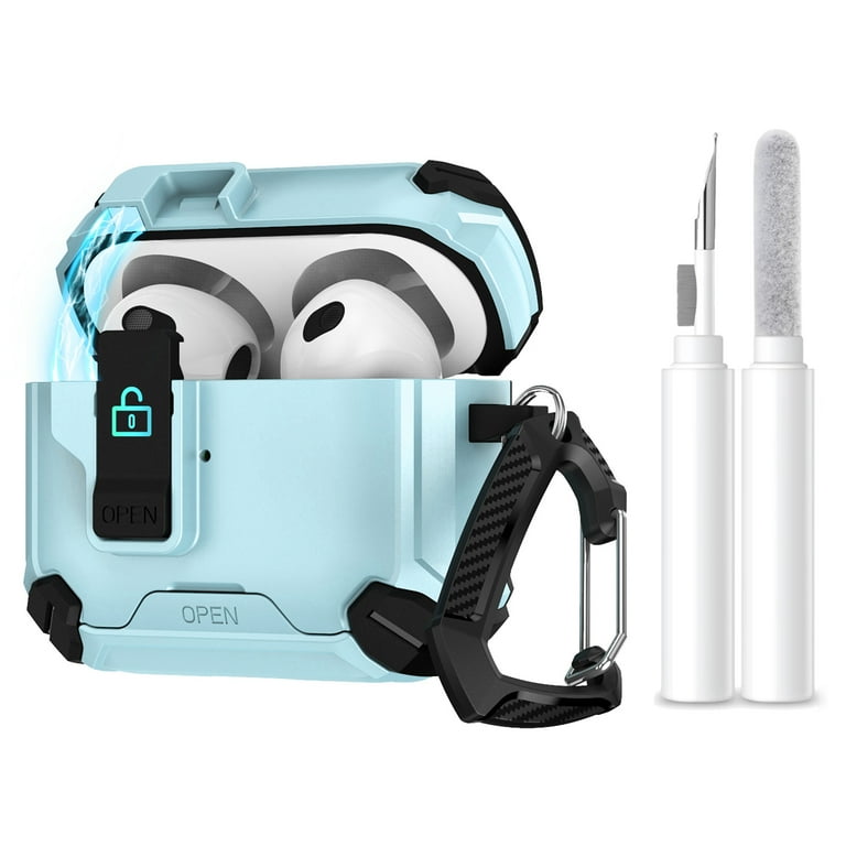 Allytechgroup Earbuds Case for Apple AirPods Pro 3 2025, with Cleaning Kit, [Compatible with Magsafe] Cell Phone Bracket, Secure Lock Design, Keychain