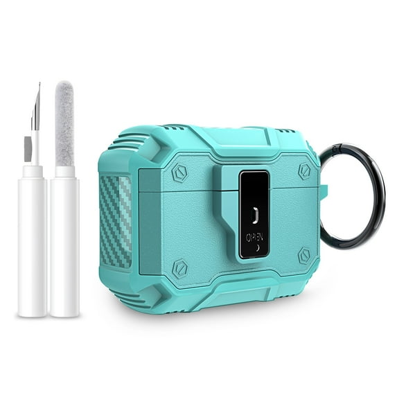 Allytechgroup Earbuds Case for Apple AirPods Pro 3 Generation 2025, with Cleaning Kit Keychain Heavy Duty Shockproof PC TPU Dustproof Anti-Scratch Secure Button Cover Case for AirPods Pro 3,Mint