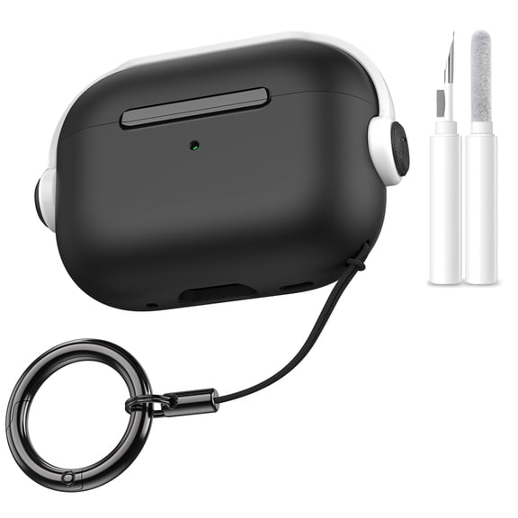 Allytechgroup Earbuds Case for Apple AirPods Pro 3rd Generation 2025, with Keychain & Cleaning Kit Shockproof Cute Design Anti-Scratch Lightweight Case Cover for AirPods Pro 3 for Men, WhiteBlack