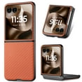 thumbnail image 1 of Allytechgroup Fiber Pattern Phone Case for Motorola Razr 2024, Slim Fit Lightweight Shockproof Anti-Fall Anti-Scratch Non-Slip Luxury Folding Case for Moto Razr 50, Brown, 1 of 9