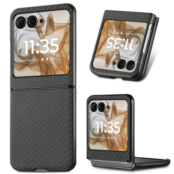 Allytechgroup Fiber Pattern Phone Case for Motorola Razr 60, Slim Fit Lightweight Shockproof Anti-Fall Anti-Scratch Non-Slip Luxury Folding Case for Motorola Razr 2025, Black