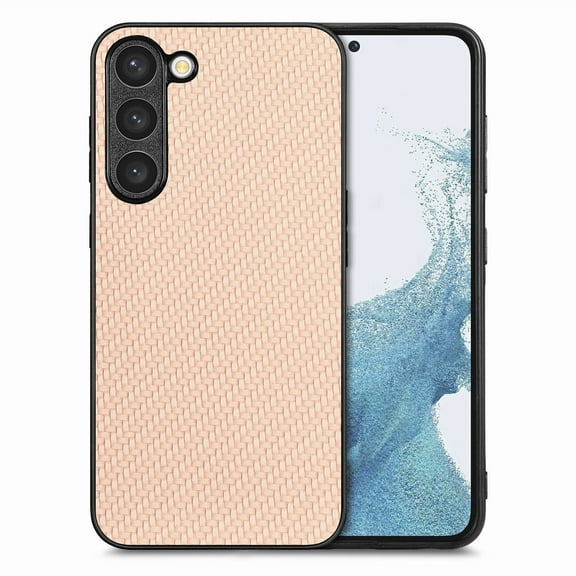 Allytechgroup Slim Lightweight Shockproof Non-Slip Fiber Pattern Folding Cell Phone Case for Samsung Galaxy S24 FE, Beige