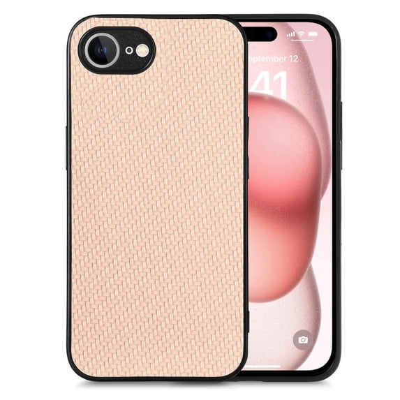 Allytechgroup Fiber Pattern Phone Case for iPhone 16e, Slim Fit Lightweight Shockproof Anti-Fall Anti-Scratch Non-Slip Luxury Folding Case for iPhone 16e, Khaki