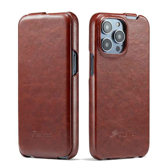 Allytechgroup Flip Case Compatible with iPhone 16, Slim Fit Lightweight Premium PU Leather Vertical Shockproof Full Body Protection Luxury Cover Case for iPhone 16, Brown
