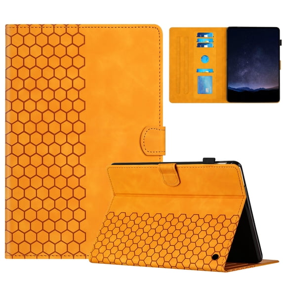 Allytechgroup Flip Case for Kindle Fire HD 8 & HD 8 Plus (2022 Model), PU Leatehr Slim Stand Protective Cover with Credit Card Slot Cover for Kindle Fire HD 8/8 Plus 8 inch, Yellow