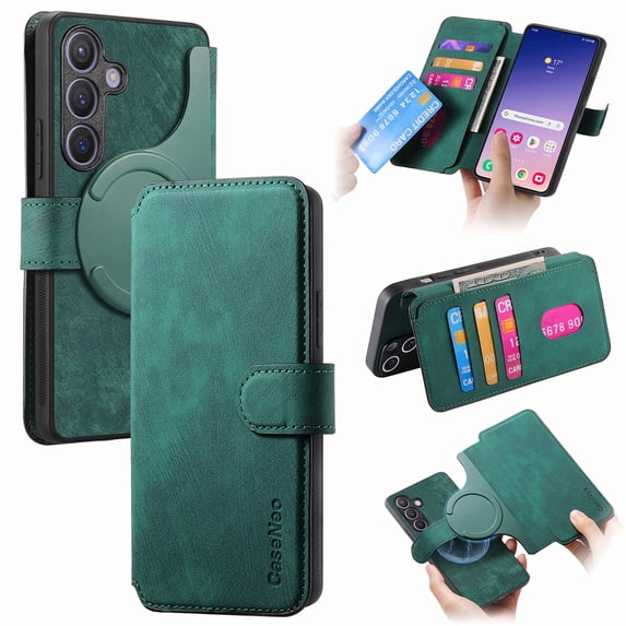 Allytechgroup Flip Case for Samsung Galaxy A13 5G with Credit Card Slot, PU Leather Wallet Phone Case Kickstand Shockproof Magnetic Back Cover for Samsung Galaxy A13 5G, Green