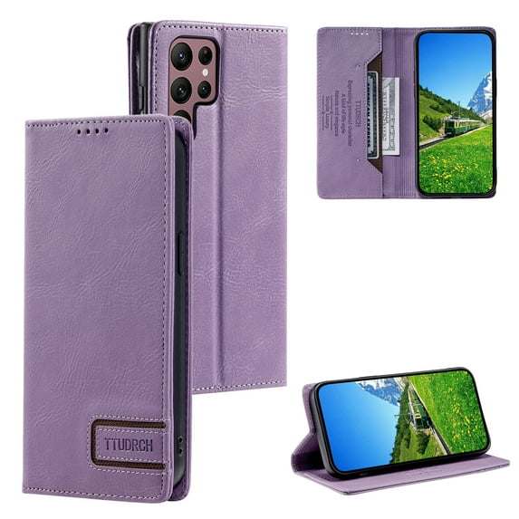 Allytechgroup Flip Case for Samsung Galaxy A36 5G with Credit Card Slot, RFID Blocking PU Leather Wallet Phone Shell with Kickstand Shockproof Back Cover Bumper for Women Men, Purple