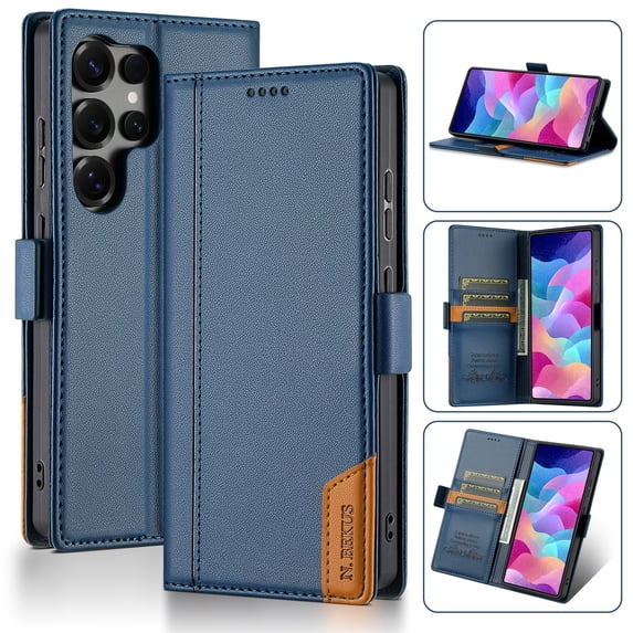 Allytechgroup Flip Case for Samsung Galaxy A36 5G, Shockproof RFID Magnetic PU Leather Wallet Case Non-Slip Anti-Fingerprint Shockproof Protective Cover for Samsung Galaxy A36 5G, Blue