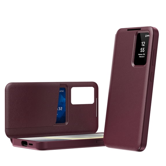Allytechgroup Flip Case for Samsung Galaxy S22 Plus with Credit Card Slot, PU Leather Wallet Phone Case Military Grade Drop Protection Shockprppf Bumper for Samsung Galaxy S22 Plus, Red