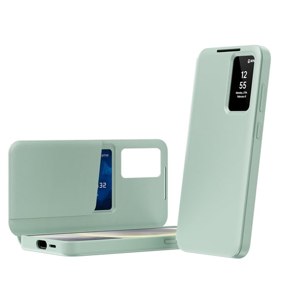Allytechgroup Flip Case for Samsung Galaxy S24 with Credit Card Slot, PU Leather Wallet Phone Case Military Grade Drop Protection Shockprppf Bumper for Samsung Galaxy S24, Green