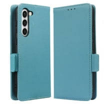 Allytechgroup Flip Case for Samsung Galaxy S25 FE, PU Leather Slim Fit Shell Cards Holder Kickstand Shockproof Anti-Scratch Corner Protective Wallet Case for Samsung Galaxy S25 FE, Cyanblue