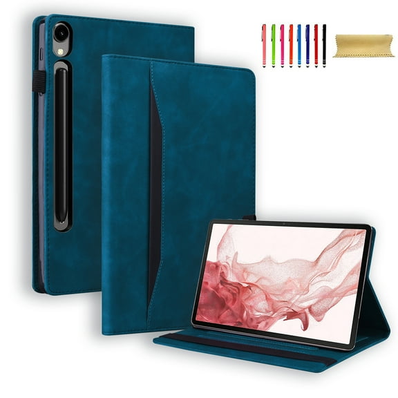Allytechgroup Flip Case for Samsung Galaxy Tab S11 Ultra 14.6" 2025 SM-X930 X936B, Premium PU Leather Stand Elastic Band Front Pocket Protective Tablet Cover for Galaxy Tab S11 Utlra, Blue